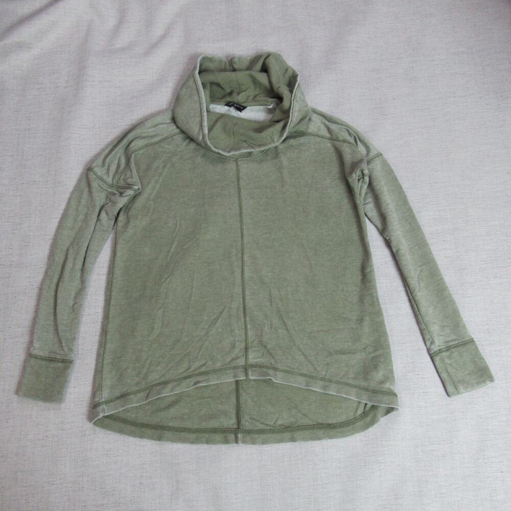 Lucky Brand Top Womens XS Green Waffle Knit Cowl Neck Boho Grunge Lounge Shirt